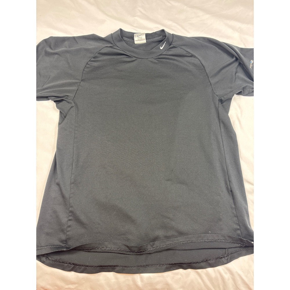 Nike Vintage Mens T-Shirt Black Made in USA Mock Neck Swoosh Logo Size Medium